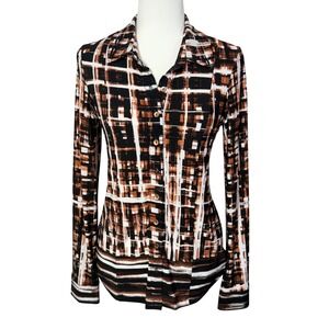 Joseph Ribkoff Abstract Geometric‎ Print Button Up Shirt Women 8 Career Business